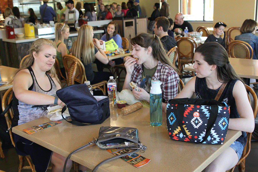 Taking a break from the zoo, juniors Ashley Young, Lexi Smith and Virginia Smith enjoy their lunch together. 