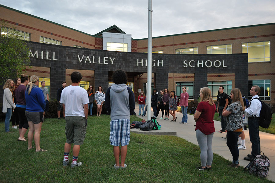 Before school on the morning of Wednesday Sept. 27, students and teachers gathered around the flag to celebrate pray during the annual See You at the Pole event.