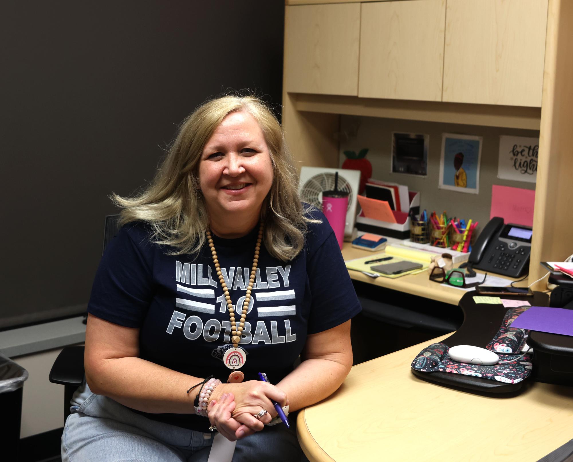 Counselor Patricia Chandler sits in her office where she works with students.