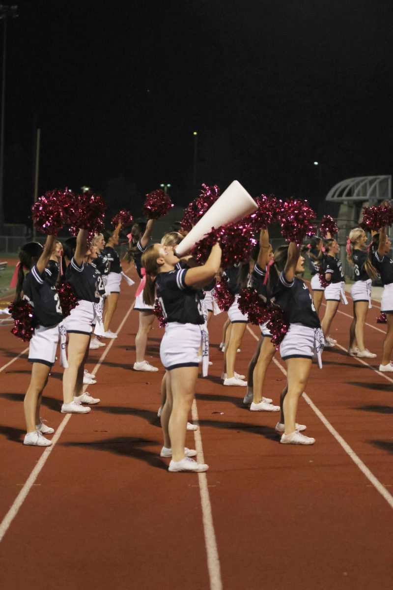 Engaging the crowd, sophomore Amanda Makalous gets loud. 