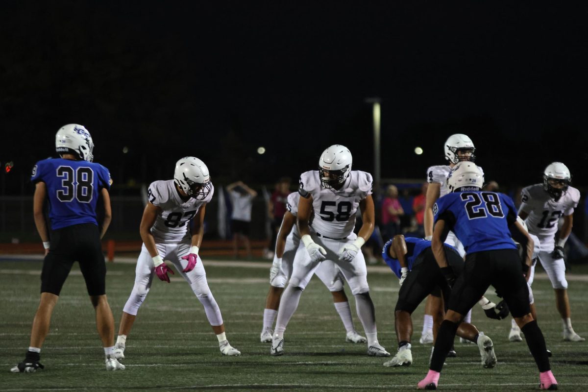 Seniors Abram Shaffer and Isaac Sauder prepare for their next play