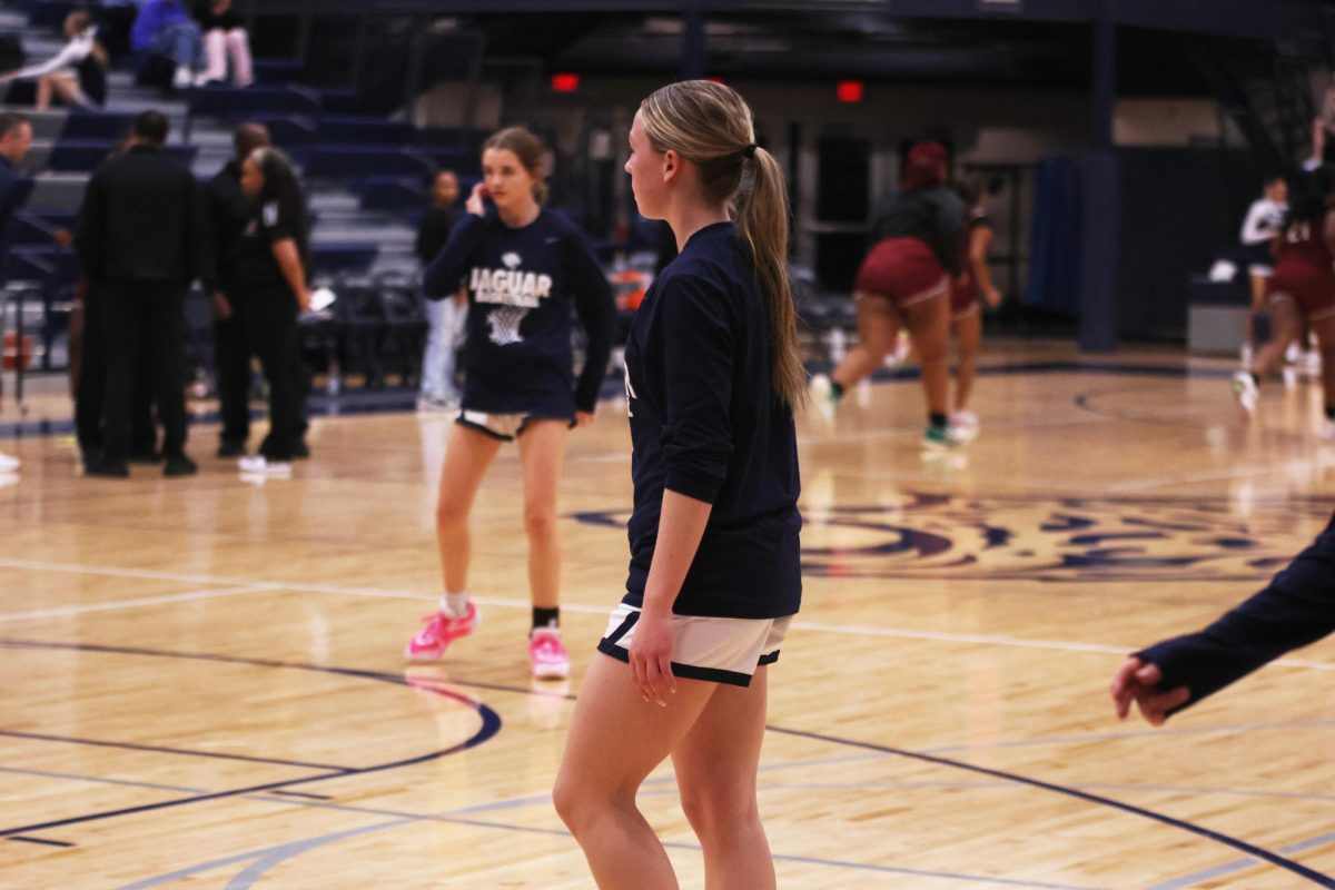 Senior Josie Benson stands ready for the ball to be passed to her. 