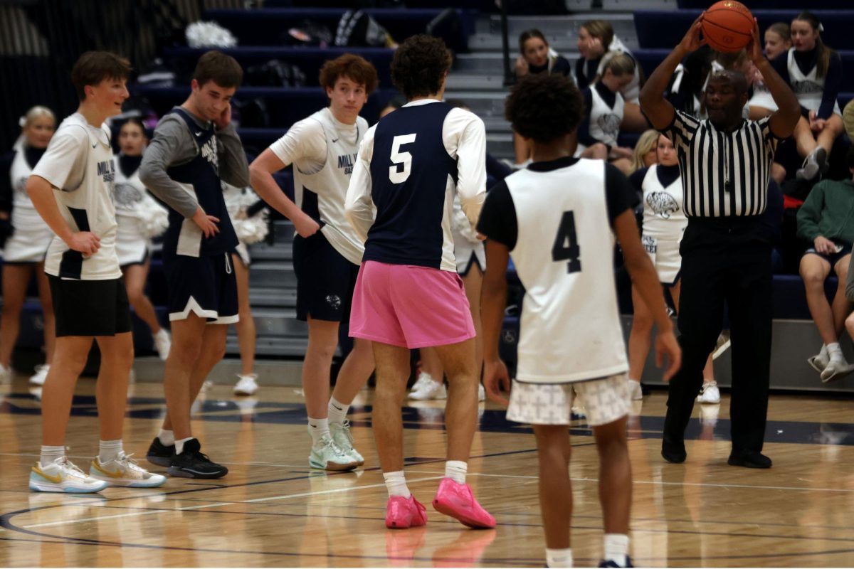 Reece Riedel prepares to take two free throws in a scrimmage on Friday December 6