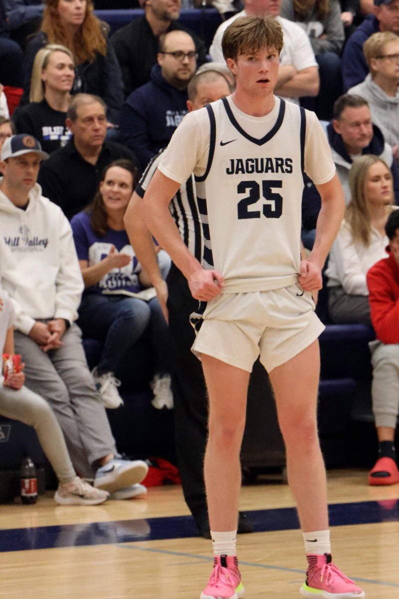 Senior Carter Kaifes gets ready to go stand at the free throw line after a foul