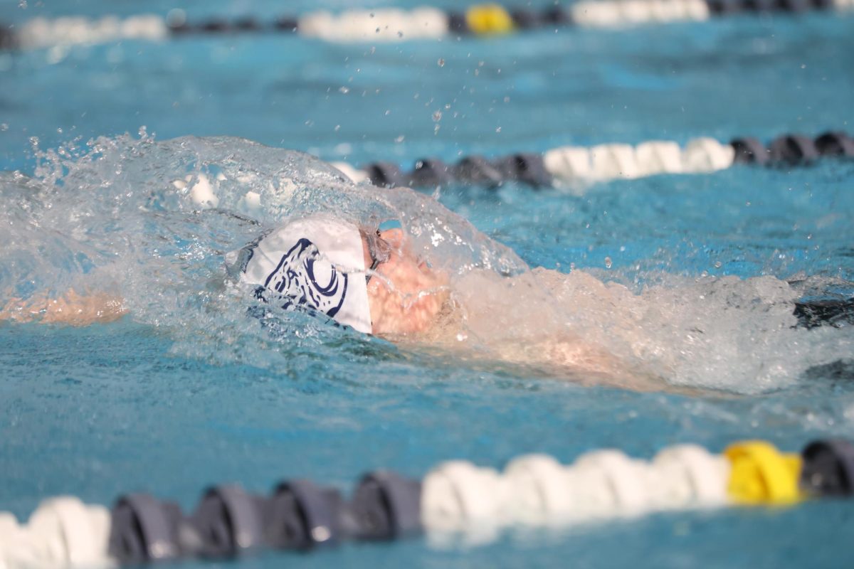 Going backwards, sophomore Andy Buchwitz comes up to the surface.