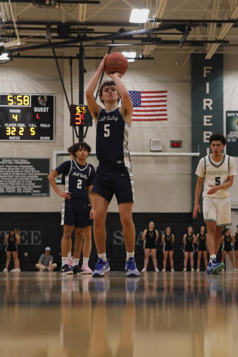 Junior Reece Riedel shoots the ball from the free throw line after being fouled