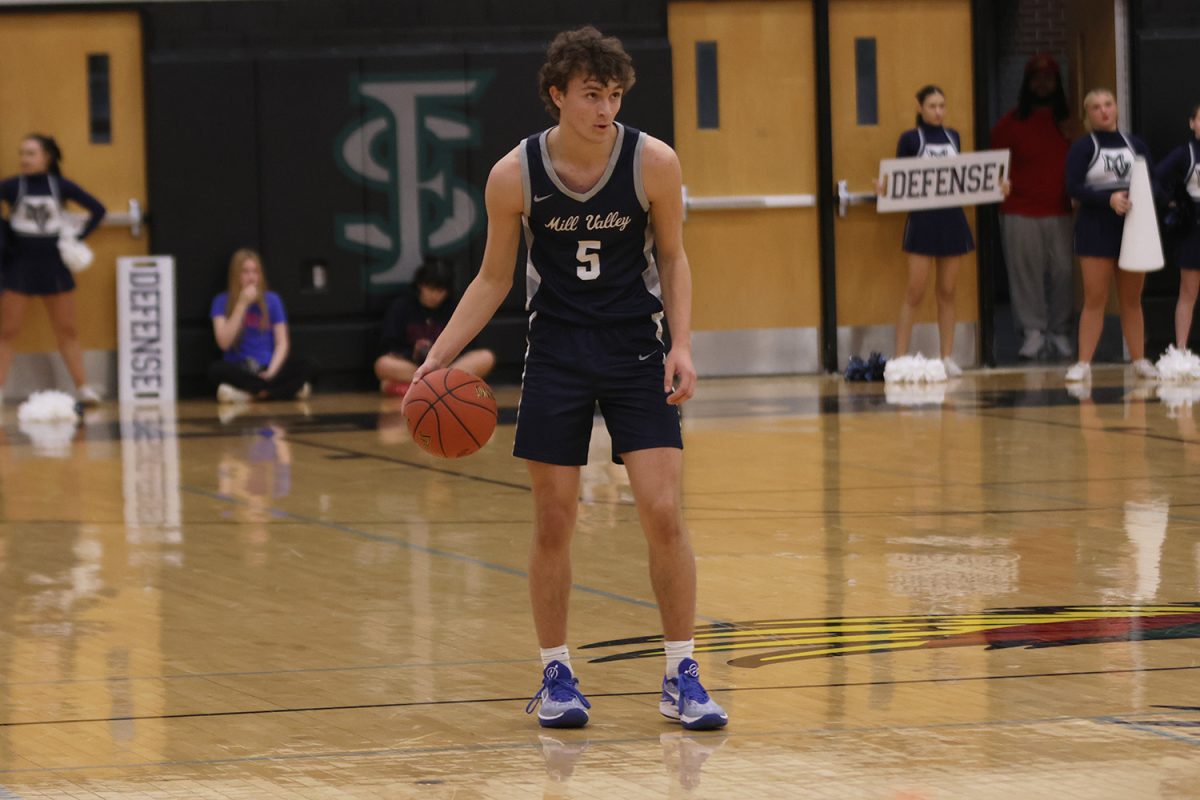 Junior Reece Reidel looks to the basket, ready to attack